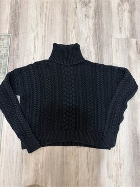 LAUREN RALPH LAUREN Black Cable Knit Turtleneck Sweater WOMEN SIZE MEDIUM